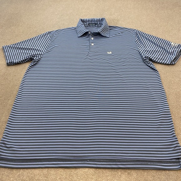 Southern Marsh Polo Shirt Mens Size XXL Blue Striped Emerald Bay Golf Club Logo - Picture 2 of 10